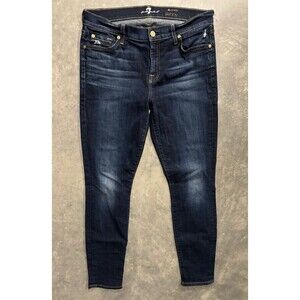 7 For All Mankind Women's Size 30 Ankle Skinny Jeans Blue 30x29 Mid Rise